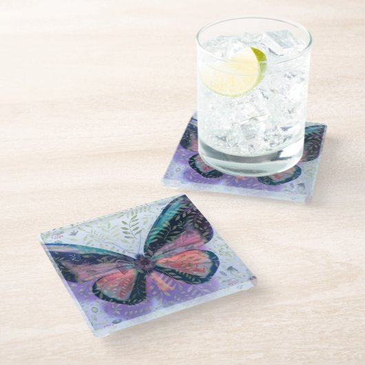 Butterfly Garden Fantasy Untersetzer (Schrägansicht)