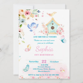 butterfly garden first birthday invitation einladung