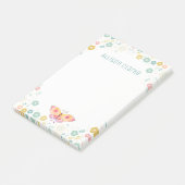 Butterfly Garden Floral Pattern | PERSONALISIERT Post-it Klebezettel (angewinkelt)