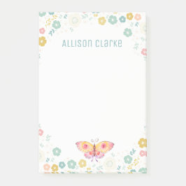 Butterfly Garden Floral Pattern | PERSONALISIERT Post-it Klebezettel