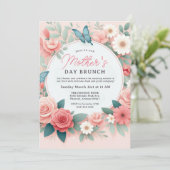 Butterfly Garden Frühlingsbrunch Muttertag Brunch Einladung (Stehend Vorderseite)