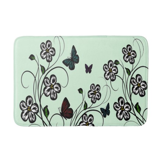 Butterfly Garden Green Badematte (Vorderseite)