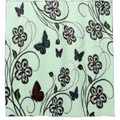 Butterfly Garden Green Duschvorhang (Vorderseite)