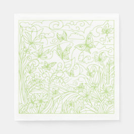 Butterfly Garden Green Serviette