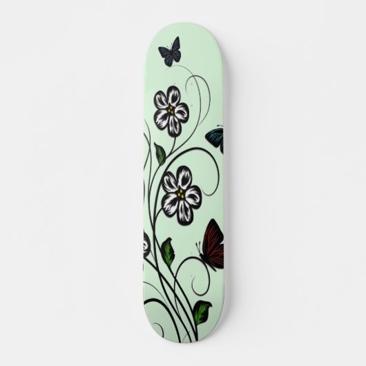 Butterfly Garden Green Skateboard (Vorne)