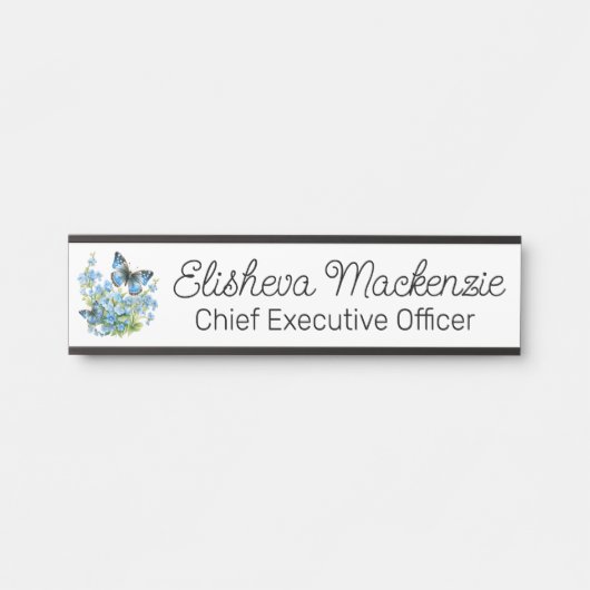 Butterfly Garden Light Blue Office Türschild (Vorderseite )