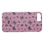 Butterfly Garden Lila & Black Monogram Case-Mate iPhone Hülle (Rückseite (Horizontal))