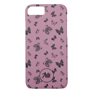 Butterfly Garden Lila & Black Monogram Case-Mate iPhone Hülle