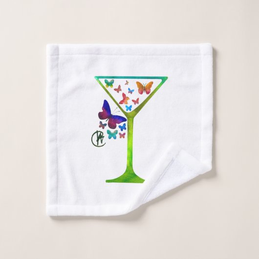 Butterfly Garden Martini Pop Kunst, Dichtung und M Badhandtuch Set (Waschlappen)