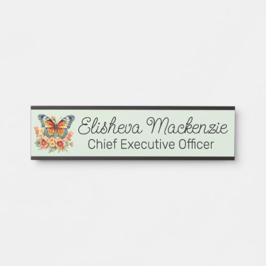 Butterfly Garden Orange Sage Green Office Türschild (Vorderseite )