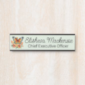 Butterfly Garden Orange Sage Green Office Türschild (Vorderseite )