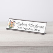 Butterfly Garden Orange und White Office Schreibtischnamensplakette (Vorderseite )