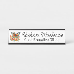 Butterfly Garden Orange und White Office Schreibtischnamensplakette