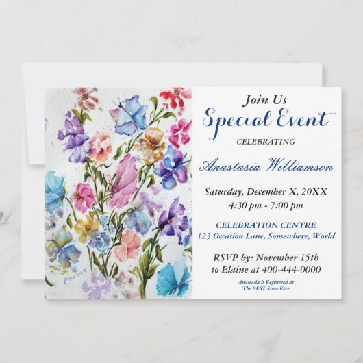 BÜTTERFLY GARDEN PARTY EVITE EINLADUNG (Vorderseite)