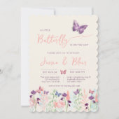 Butterfly Garden Pastel Peach Lavender Baby Dusche Einladung (Vorderseite)