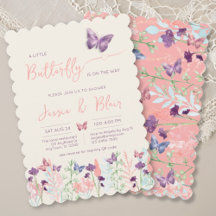 Butterfly Garden Pastel Peach Lavender Baby Dusche