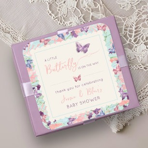 Butterfly Garden Pastel Wildblume Babydusche Quadratischer Aufkleber