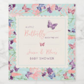 Butterfly Garden Pastel Wildblume Babydusche Weinetikett (Einzelnes Label)