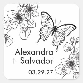 Butterfly Garden Personalisiert Gefälligkeitsaufkl Quadratischer Aufkleber