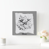 Butterfly Garden Sketches Quadratische Wanduhr (Zuhause)