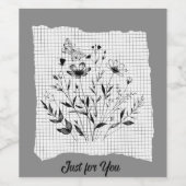 Butterfly Garden Sketches Weinetikett (Einzelnes Label)