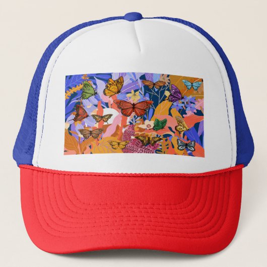 Butterfly Garden Trucker Hat Truckerkappe (Vorderseite)