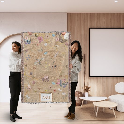 Butterfly Garden Vintag Throw Blanket Decke