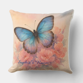 Butterfly Garden Wasserfarbe Rosa Blumengestalt De Kissen