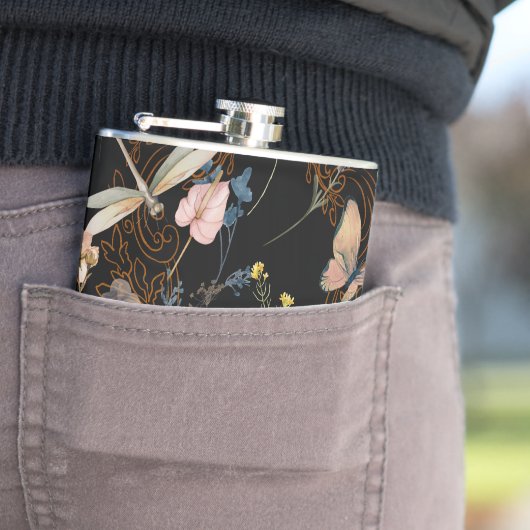 Butterfly Garden Wedding Black Flachmann (Beispiel)