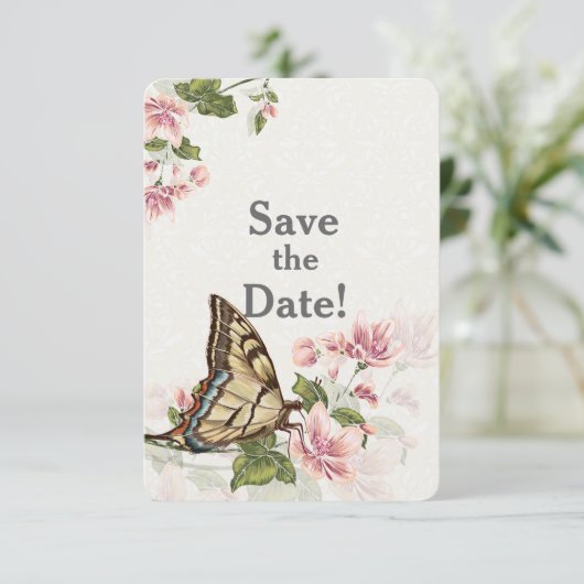 Butterfly Garden Wedding Save the Date Einladung (Stehend Vorderseite)