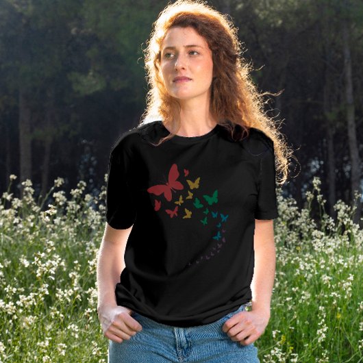 Butterfly-Gay Pride-Longbug farbige Flagge T-Shirt