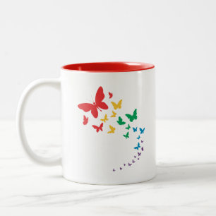 Butterfly-Gay Pride-Longbug farbige Flagge Zweifarbige Tasse