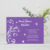 Butterfly geblüht Brautparty Einladen Lila Einladung (Stehend Vorderseite)