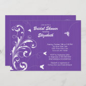 Butterfly geblüht Brautparty Einladen Lila Einladung (Vorne/Hinten)