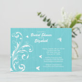 Butterfly-geblüht Brautparty Einladung Türkis (Stehend Vorderseite)