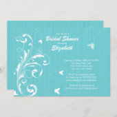 Butterfly-geblüht Brautparty Einladung Türkis (Vorne/Hinten)