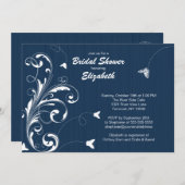 Butterfly geblüht Brautparty Invite Blue Einladung (Vorne/Hinten)