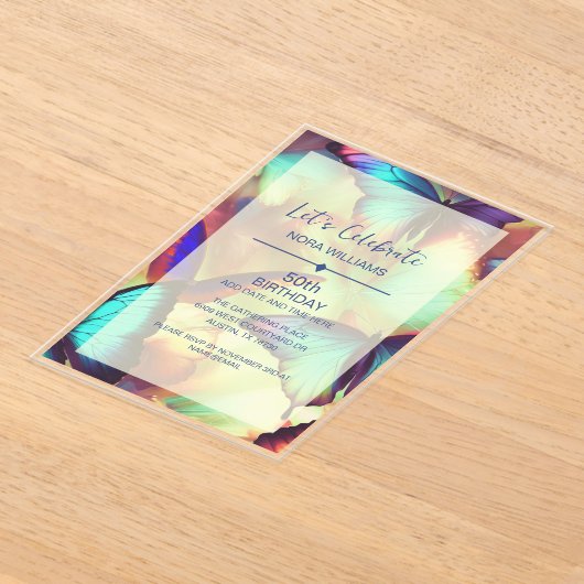 Butterfly Geburtstag Einladung Acrylic (Ablage )