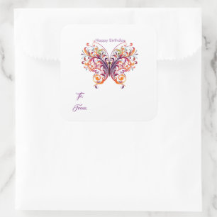 Butterfly Geburtstagsgeschenk-Aufkleber Quadratischer Aufkleber