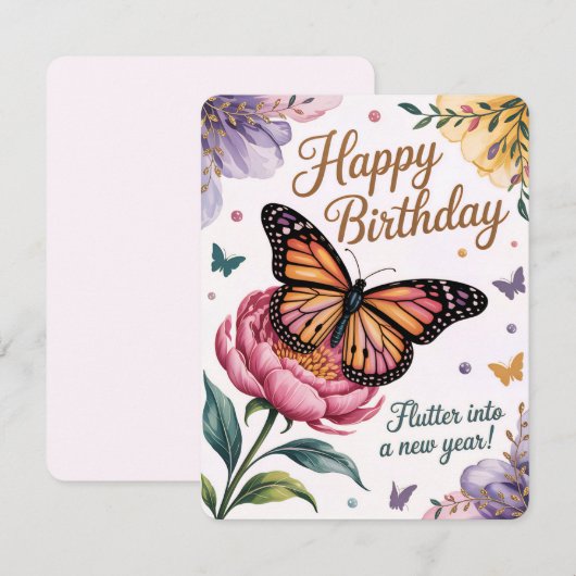 Butterfly Geburtstagskarte Dankeskarte (Vorne/Hinten)