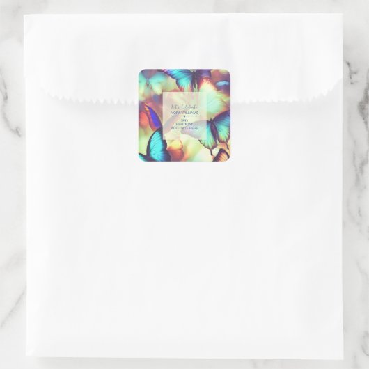 Butterfly Geburtstagskleber Quadratischer Aufkleber (Tasche)