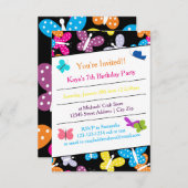 Butterfly Geburtstagsparty - 3x5 Einladung (Vorne/Hinten)