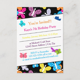 Butterfly Geburtstagsparty - 3x5 Einladung