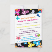 Butterfly Geburtstagsparty - 3x5 Einladung (Vorderseite)