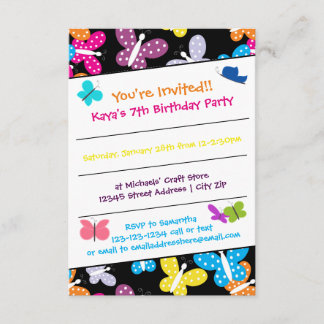 Butterfly Geburtstagsparty - 3x5 Einladung