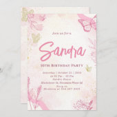 Butterfly Geburtstagsparty Editable Einladung (Vorne/Hinten)