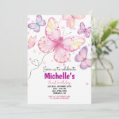 Butterfly Geburtstagsparty Einladung (Stehend Vorderseite)