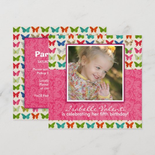 Butterfly Geburtstagsparty Einladung (Vorne/Hinten)