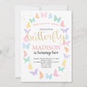 Butterfly Geburtstagsparty Einladung Regenbogenfar (Vorderseite)