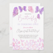 Butterfly Geburtstagsparty Einladung Schmetterling (Vorne/Hinten)